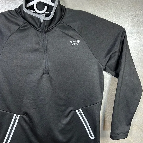 Reebok Quarter Zip Pullover Jacket Women's Medium Training Activewear Top Black - Picture 5 of 13